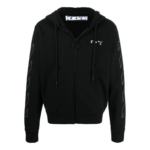 Off-White Diag Zipper Hooded Jacket Black OMBE001F20FLE0011001