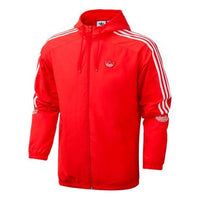 adidas logo Embroidered hooded track Jacket Red FL1773