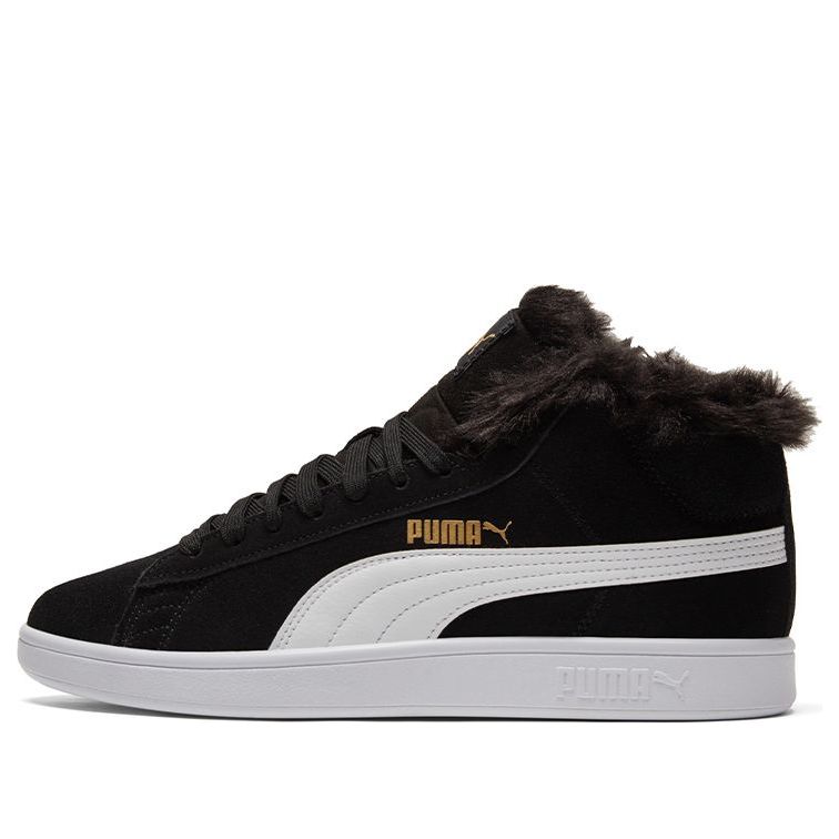 (WMNS) PUMA Smash V2 Plus Fleece Mid-Top Sneakers Black 385005-01