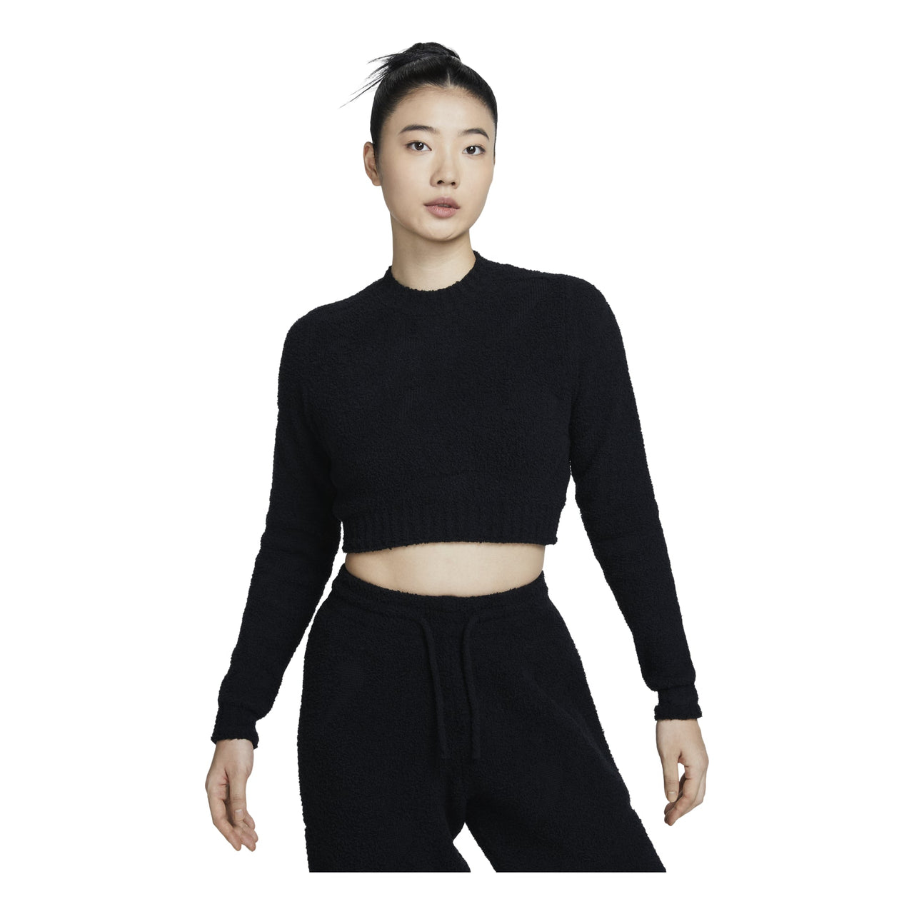 (WMNS) Nike Sportswear Phoenix Cosy Boucle Tight Long Sleeve Knit T-shirt Asia Sizing 'Black' FZ1717-010
