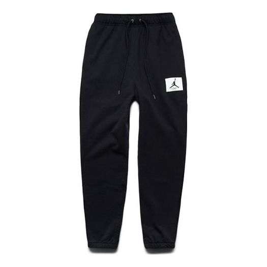 Men's Air Jordan Essentials Woven Label Logo Solid Color Bundle Feet Sports Pants/Trousers/Joggers Black DA9812-010