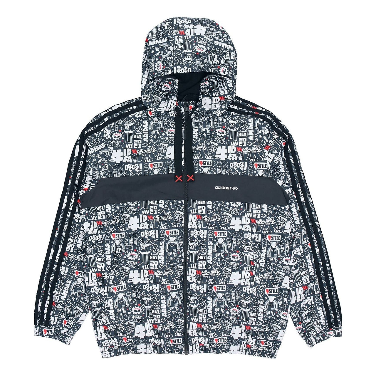 adidas neo Graffiti Printed Sports Jacket Men's Black GL8086