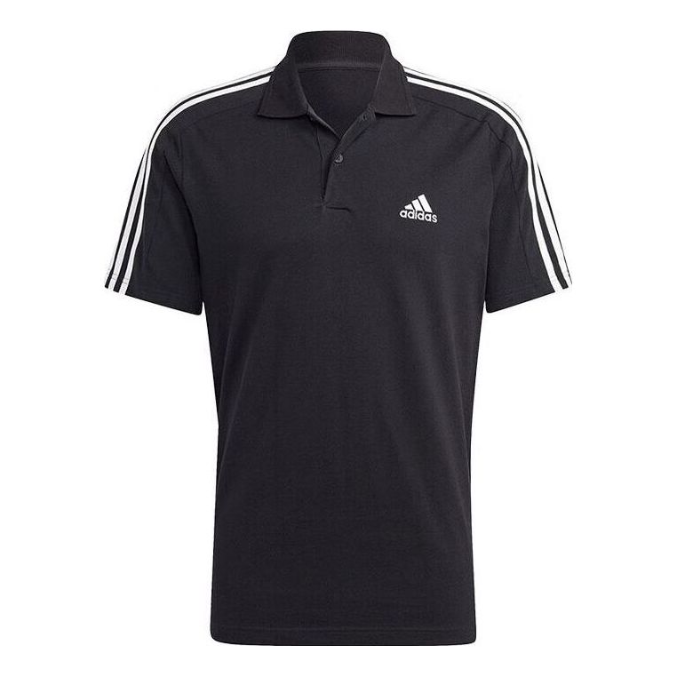 adidas Essentials Piqu Embroidered Small Logo 3-Stripes Polo Shirts 'Black' IC9310