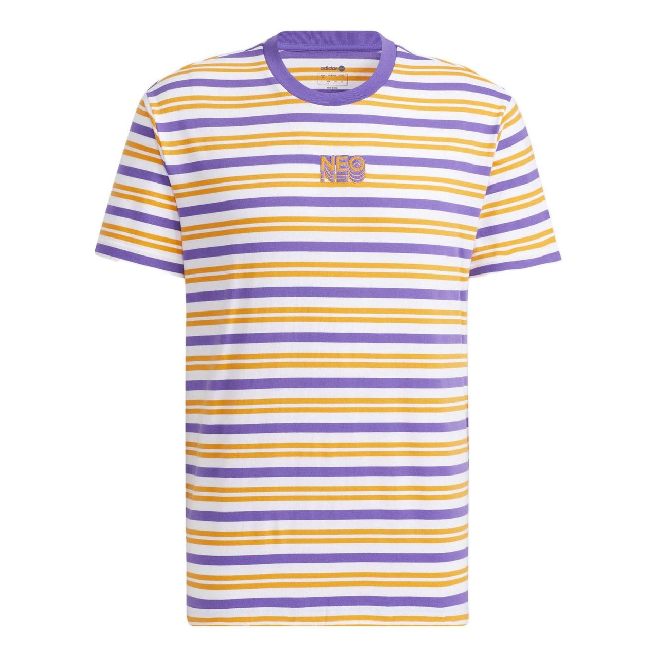 adidas neo SS22 M Sw Strp Rng T Sports Stripe Short Sleeve Unisex Purple Yellow White Colorblock HC9683