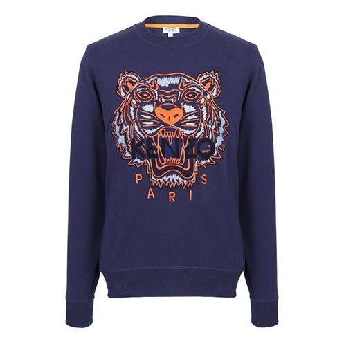 Men's KENZO Pattern Embroidered Round Neck Pullover Blue F965SW0014XA-78