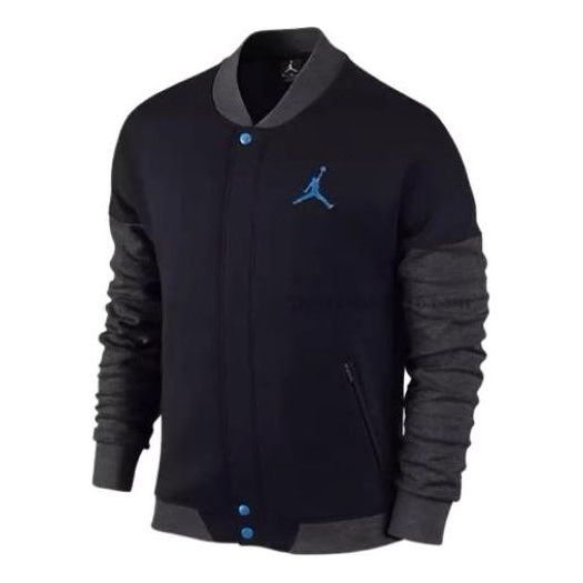 Air Jordan Logo Varsity Jacket 'Black Blue' 677812-010