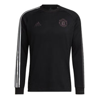 Men's adidas Stripe Round Neck Long Sleeves Black T-Shirt HG7747