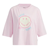 (WMNS) adidas neo Csmy Tee1 Casual Sports Smiling Face Printing Short Sleeve Pink Red H61981