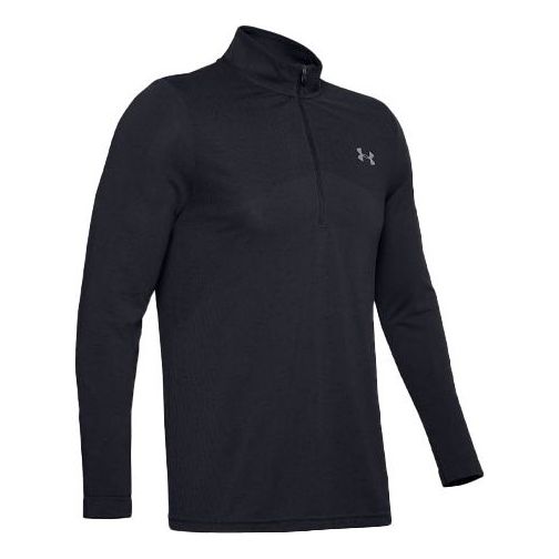 Men's Under Armour Seamless 1/2 Zipper Sports Long Sleeves T-shirt Black 1351452-001