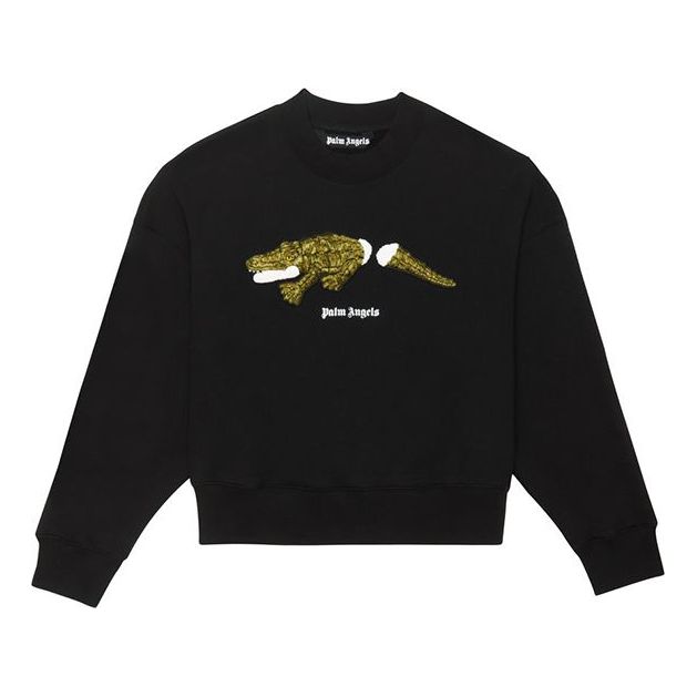 Men's PALM ANGELS Pattern Printing Pullover Black PMBA026E20FLE0081055