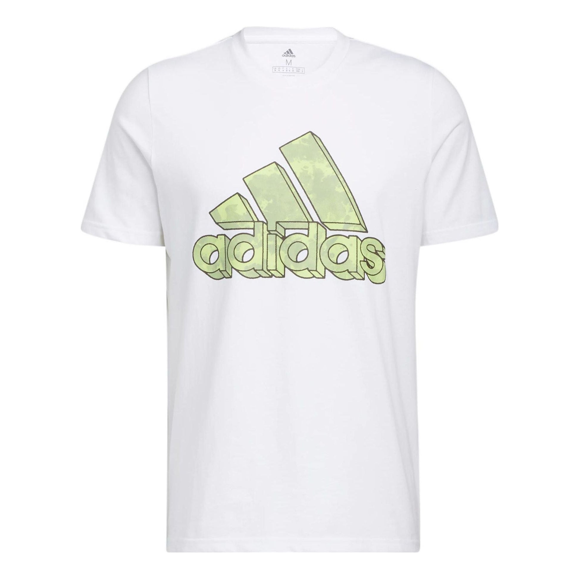 Men's adidas Alphabet Logo Sports Round Neck Pullover Short Sleeve White T-Shirt HE4793