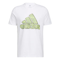 Men's adidas Alphabet Logo Sports Round Neck Pullover Short Sleeve White T-Shirt HE4793