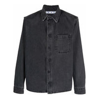 Men's Off-White SS22 Lapel Long Sleeves Denim Gray Shirt OMYD027F21DEN00206010601