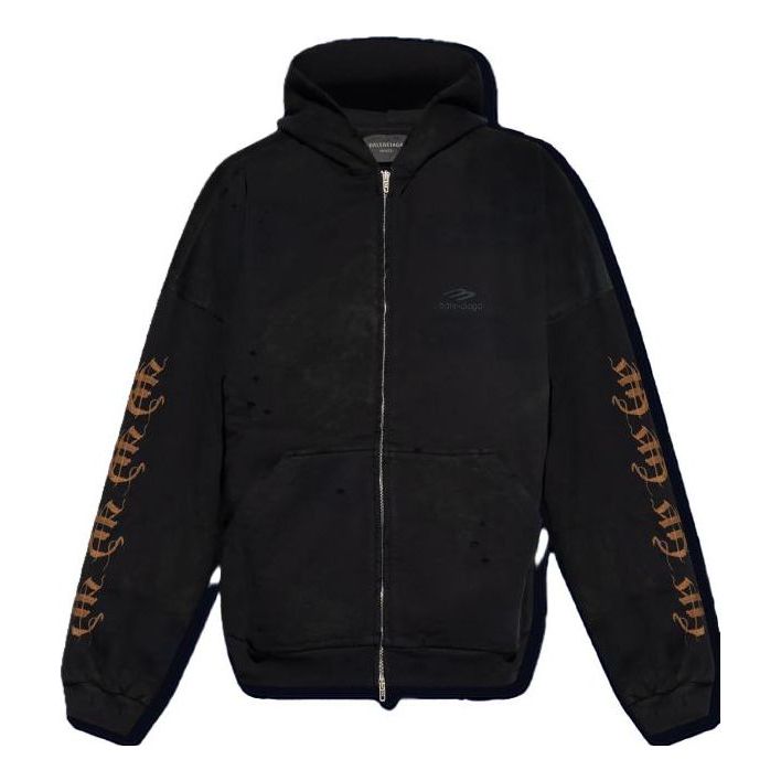 Balenciaga Heavy Metal Zip-Up Hoodie 'Black' 744455TOVD81055