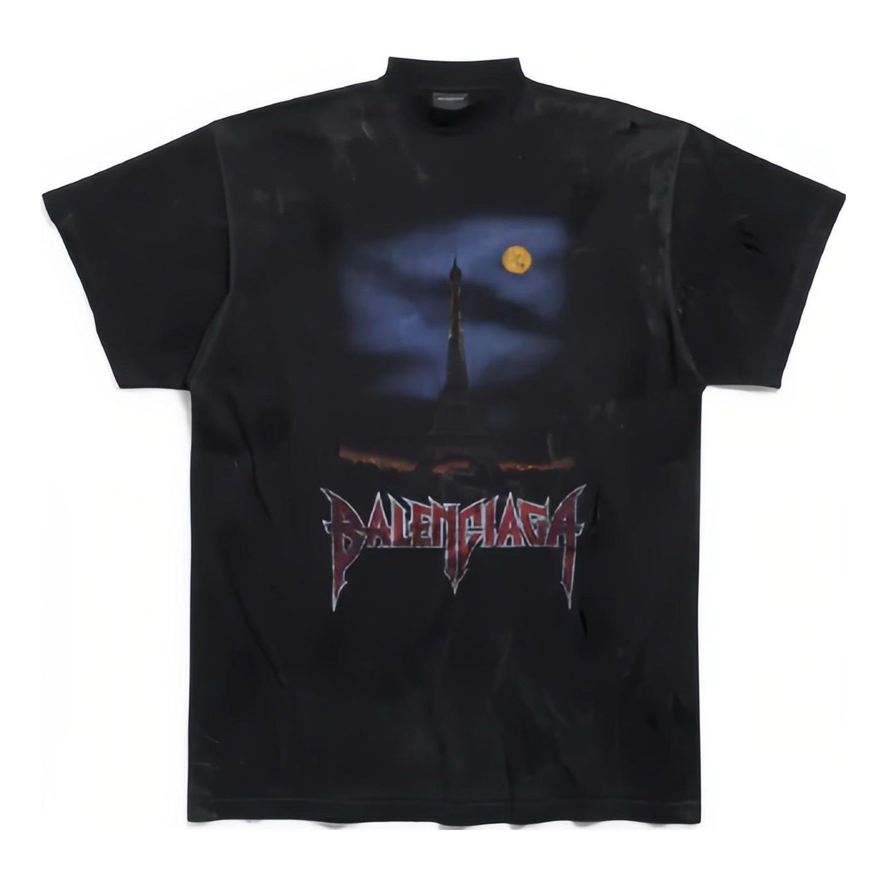 Balenciaga Paris Moon T-shirt Oversized 'Black Faded' 739028TOVE41055