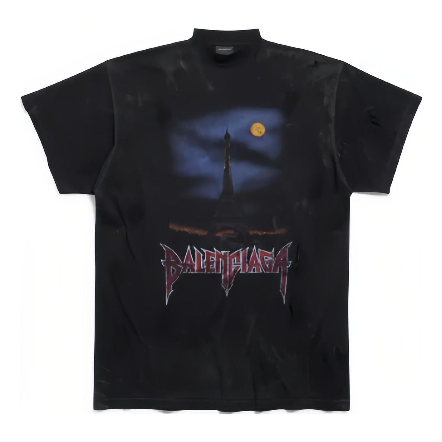 Balenciaga Paris Moon T-shirt Oversized 'Black Faded' 739028TOVE41055