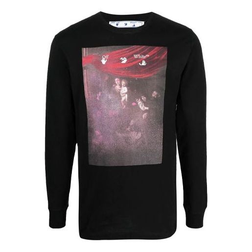 Off-White SS21 Printing Logo Sports Long Sleeves Black OMAB001S21JER0091001