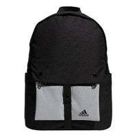 adidas Detachable Pocket Large Capacity Zipper Schoolbag Backpack Pure Black HR8169