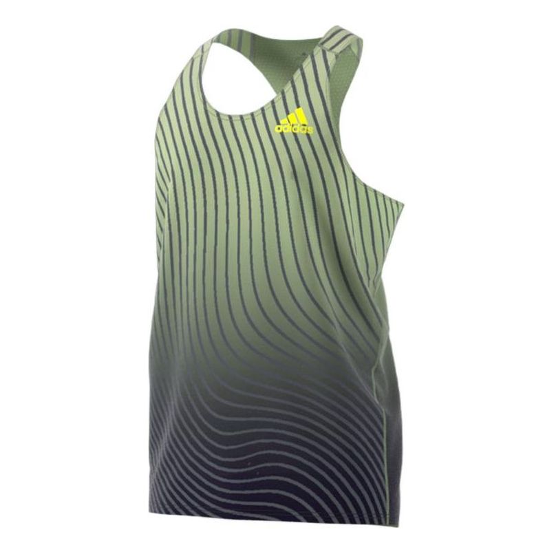 Men's adidas Stripe Logo Gradient Casual Sports Carbon Black Vest HK5635