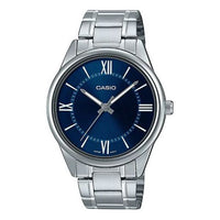 Men's CASIO DRESS Series Minimalistic Retro Small Business Watch Navy Blue Mens Dark Blue Analog MTP-V005D-2B5