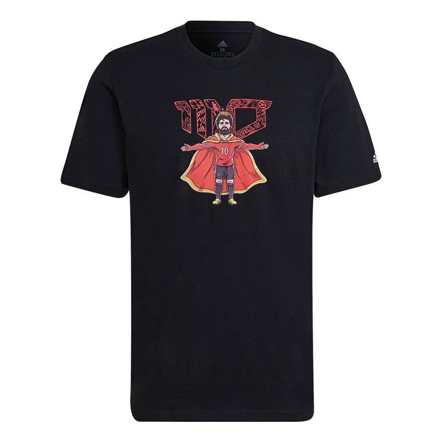 Men's adidas Cartoon Character Printing Round Neck Short Sleeve Black T-Shirt HA0909