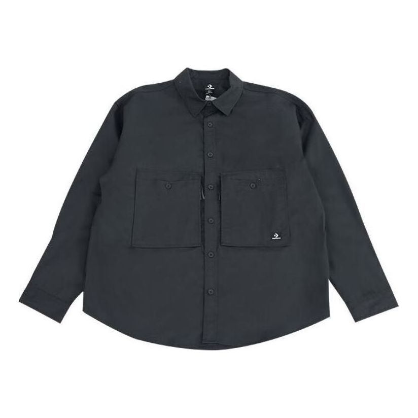 Converse Cotton Long Sleeve Shirt 'Black' 10027258-A01