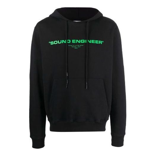 Men's Off-White FW21 Painting Pattern Drawstring Hood Long Sleeves Loose Fit Black OMBB034G21FLE0011059