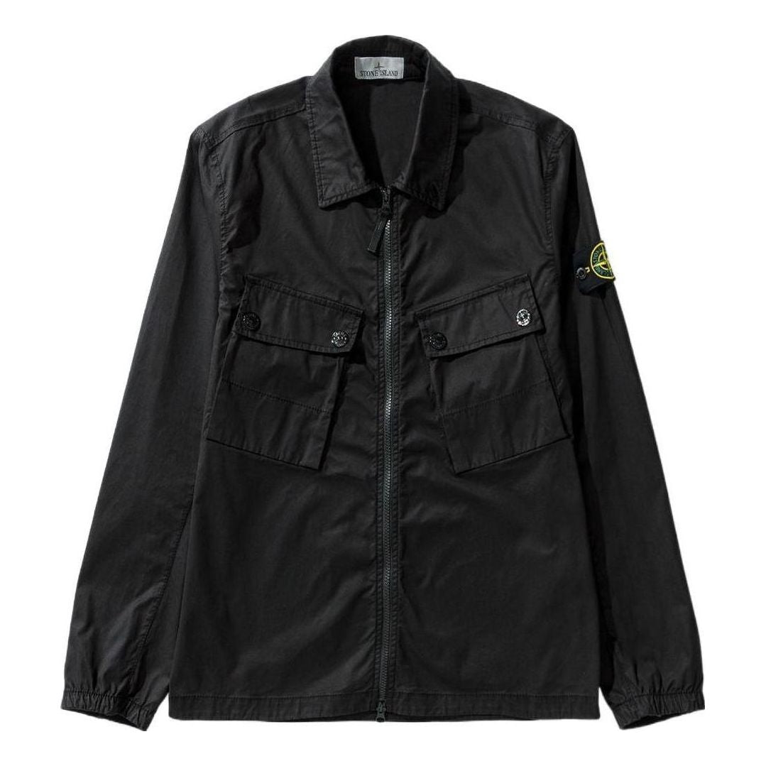 STONE ISLAND Compass Patch Zip up Shirt 'Black' 771510910-V0029