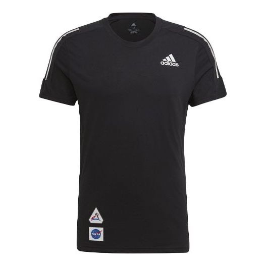 adidas NASA Reflective Stripe Running Sports Round Neck Short Sleeve Black GP5803