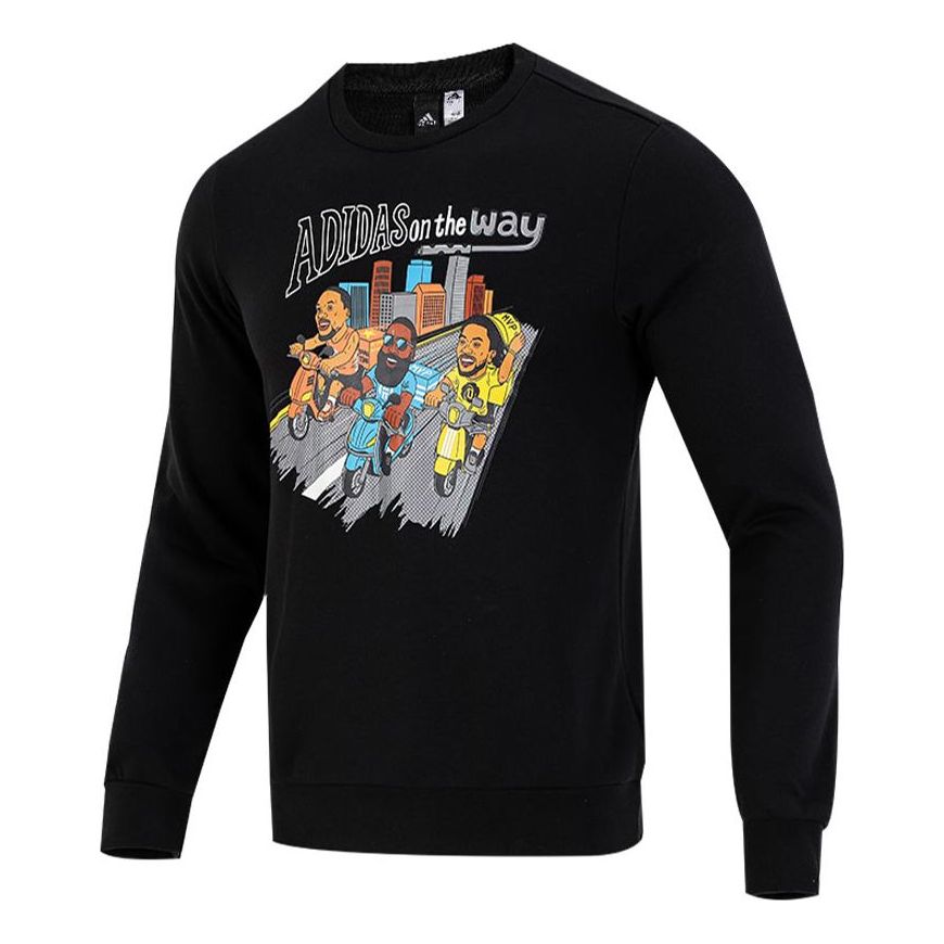 Men's adidas Funny Printing Sports Round Neck Pullover Black HG3624