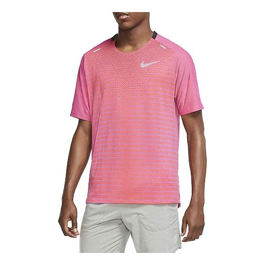 Nike TechKnit Future Fast Running Round Neck Short Sleeve Pink CU6057-551