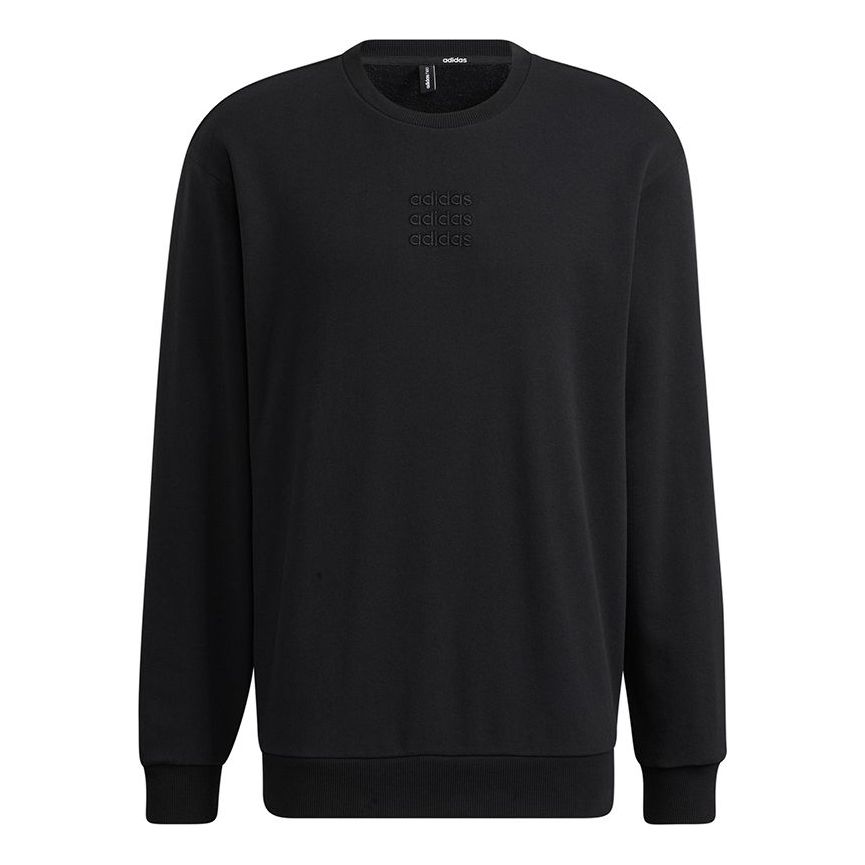 Men's adidas neo Ce C+ Swt Embroidered Logo Pullover Round Neck Sports Black H14216