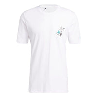 Men's adidas Logo Cartoon Pattern Printing Round Neck Short Sleeve Japanese Version White T-Shirt HG3186