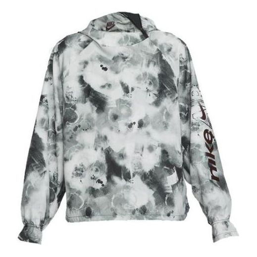 (WMNS) Nike Air Dri-FIT Colorblock Splash Ink Alphabet Running Sports Hooded Pullover Jacket Smoke Gray DM7550-010
