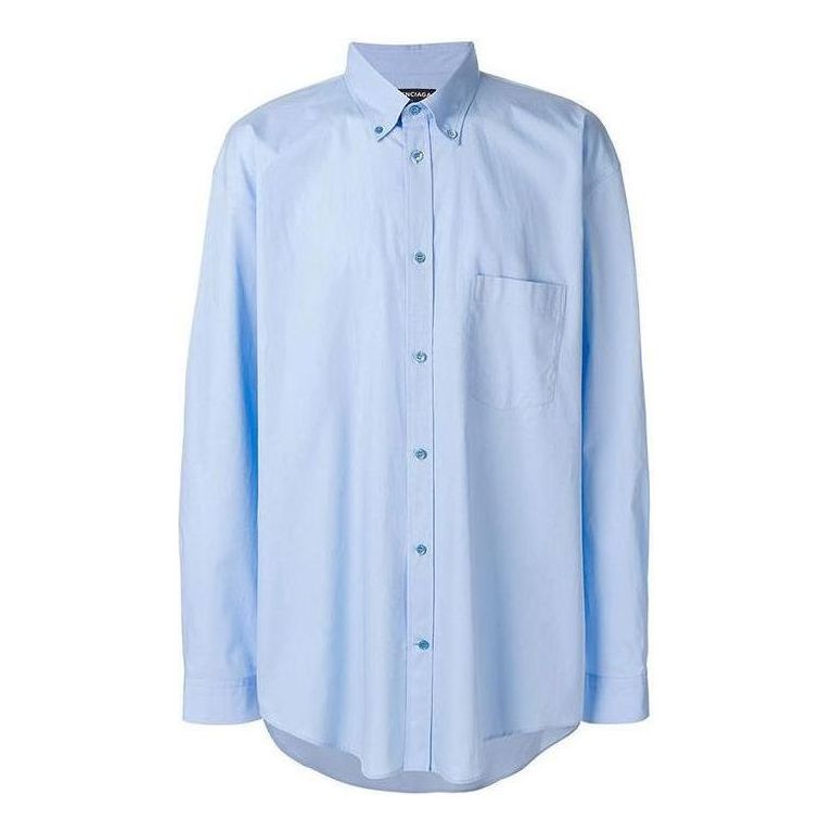 Balenciaga Back Logo Cotton Poplin Shirt 'Light Blue' 508465TWB044850
