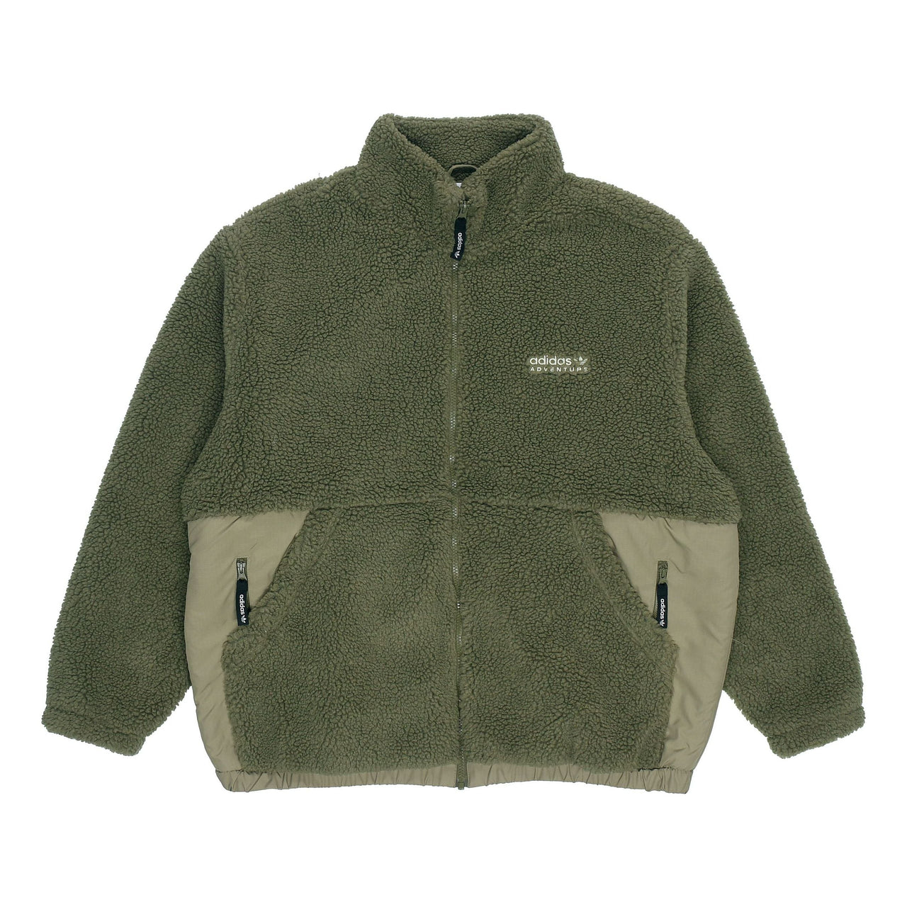 Men's adidas originals Adv Sherpa Outdoor logo Sports Splicing Stand Collar Jacket Green HC0365