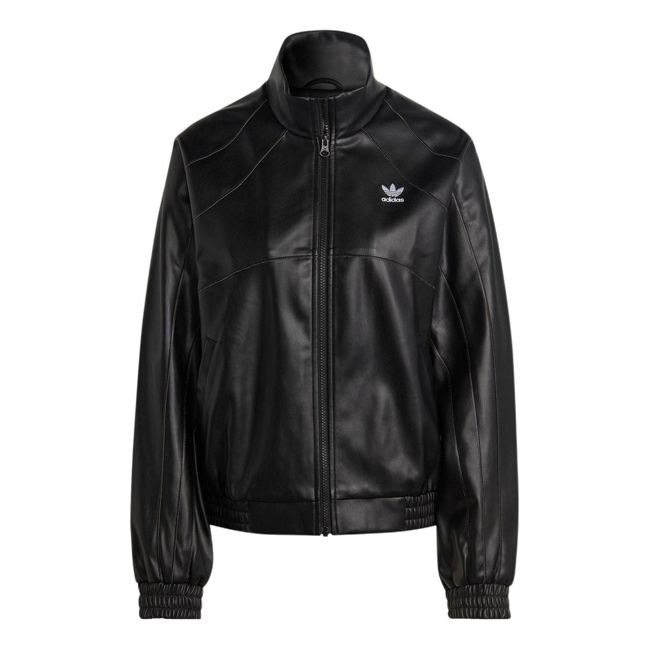 (WMNS) adidas adicolor Trefoil Faux Leather Jacket 'Black' II6103