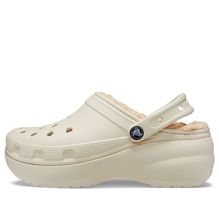 (WMNS) Crocs Classic Platform Lined Clog 'Bone' 207938-2Y2