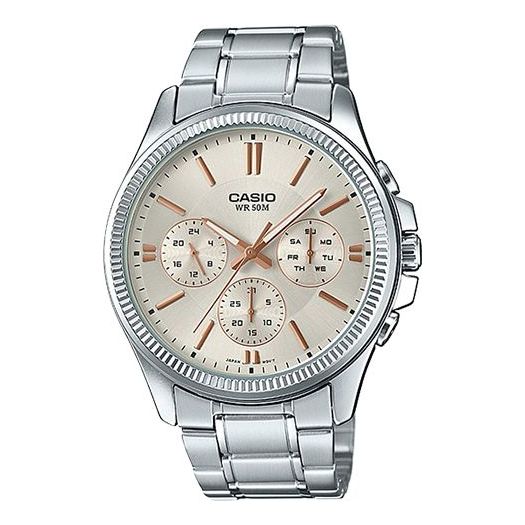 CASIO Steel Belt Waterproof Business Style Men Quartz Mens White Analog MTP-1375D-7A2VDF
