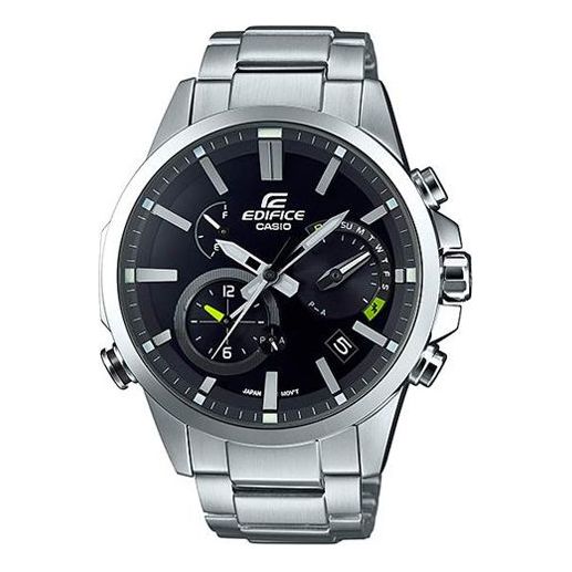 CASIO Solar Powered EDIFICE Waterproof Sports Stainless Steel Strap Quartz Sapphire Crystal Mens Black Analog EQB-700D-1A