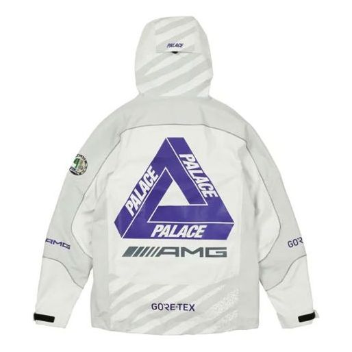 PALACE SS21 x AMG Crossover Gore-Tex Jacket White Logo Printing Hooded Jacket P20AMGGT002