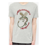 Men's Alexander McQueen Dragon Pattern Short Sleeve Gray 609578-QOZ92-0902