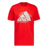 Men's adidas Rose Dynasty Large Logo Printing Round Neck Short Sleeve Red T-Shirt IC8106