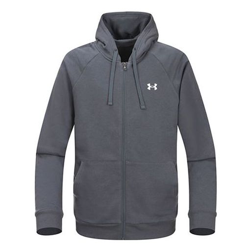 Men's Under Armour Casual Sports hooded logo Long Sleeves Jacket Gray 1357106-012