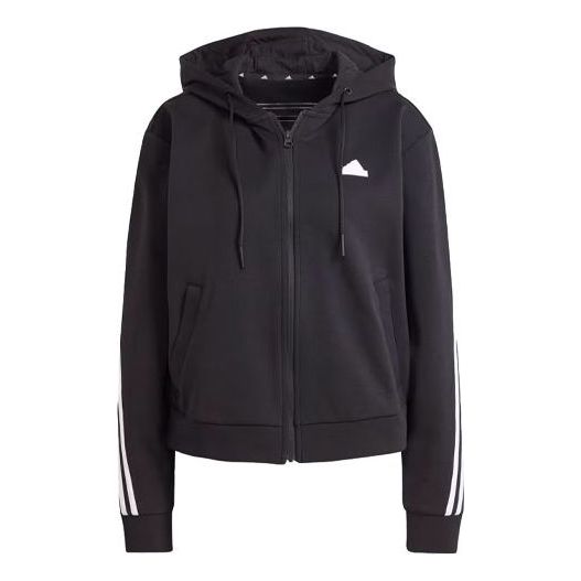 (WMNS) adidas Future Icons 3-Stripes Full Zip Hoodie Asia Sizing 'Black' IN9475