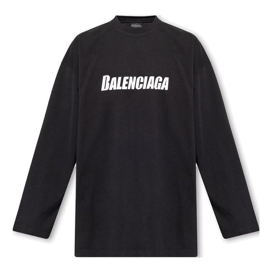 Balenciaga Caps Oversized Long Sleeve T-Shirt 'Black' 681046TNVL11070