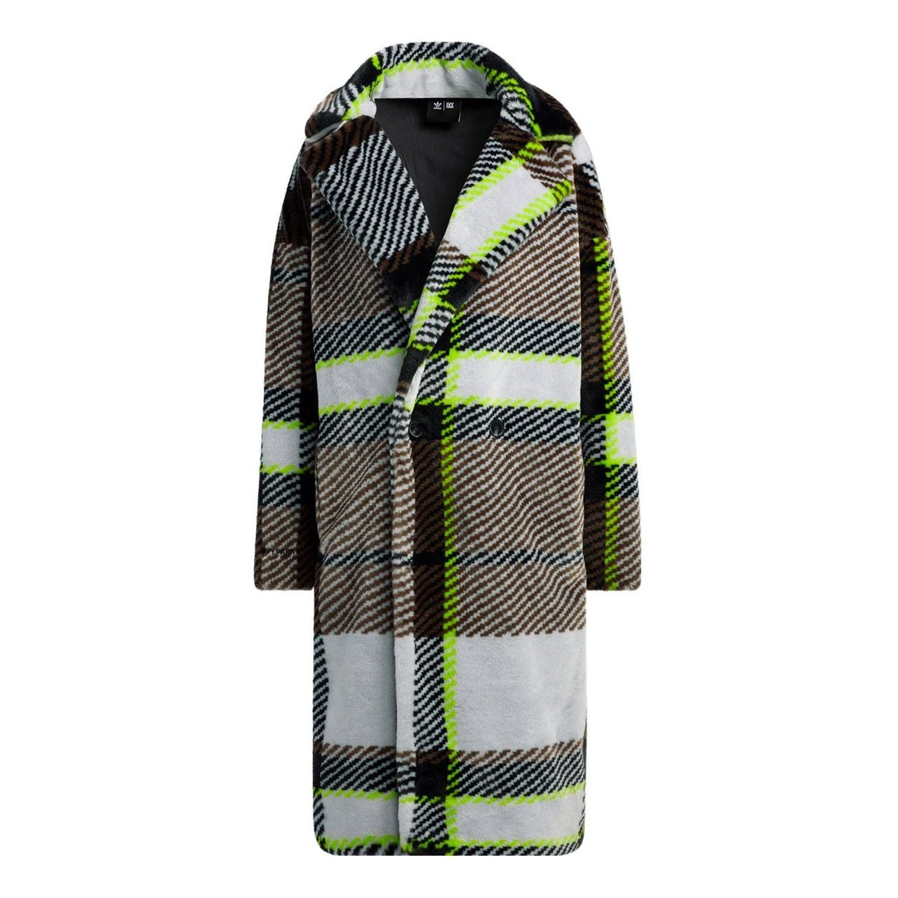 adidas x Ivy Park Long Plaid Faux Fur Jacket 'Clear Grey Brown Green' HN1573