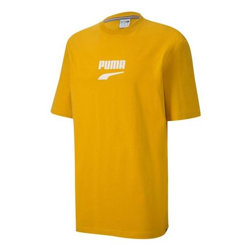 PUMA Downtown Classical Logo Short Sleeve TEE Men Gold 597348-25