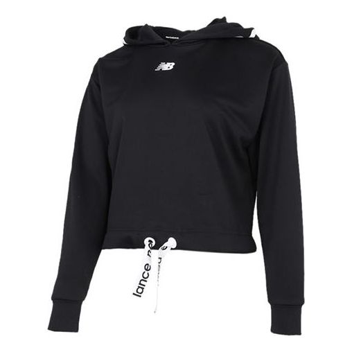 (WMNS) New Balance Relentless Logo Crop Hoodie 'Black' AWT11169-BK