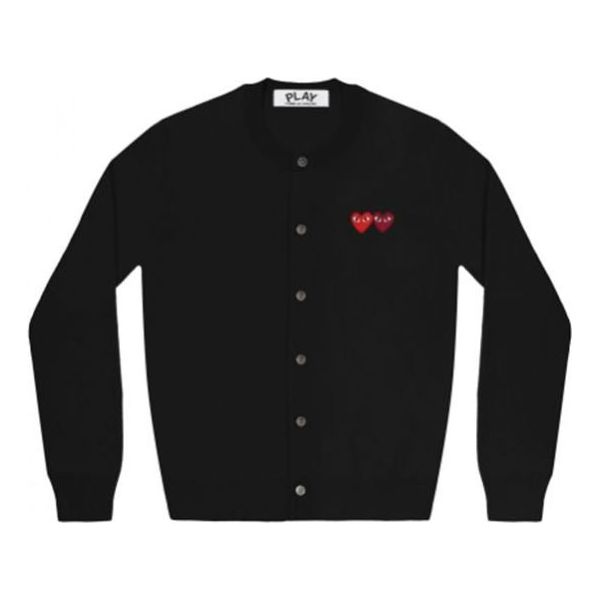 (WMNS) COMME des GARCONS PLAY Cardigan With Double Emblems 'Black' AZ-N057-051-1